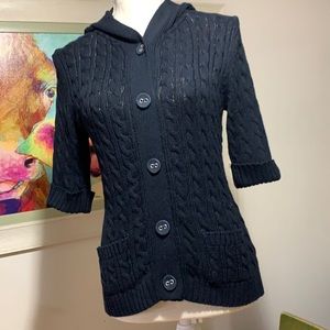 Brittany Black (blue) hooded sweater/cardigan